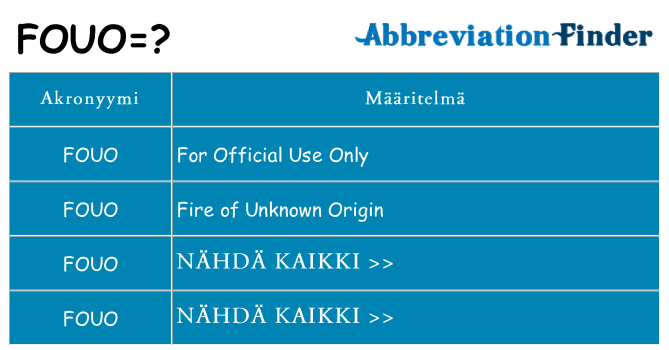 Mitä fouo tarkoittaa