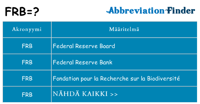 Mitä frb tarkoittaa