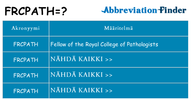 Mitä frcpath tarkoittaa