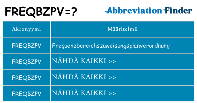 Mitä freqbzpv tarkoittaa