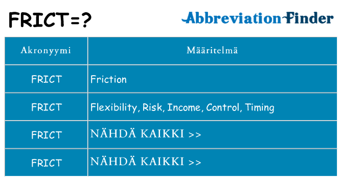 Mitä frict tarkoittaa