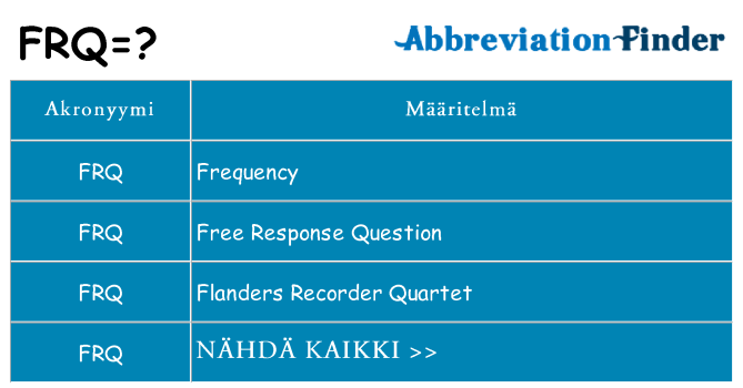Mitä frq tarkoittaa