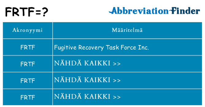 Mitä frtf tarkoittaa