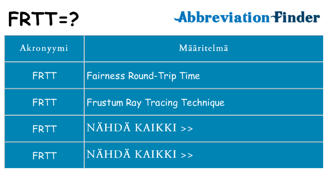 Mitä frtt tarkoittaa