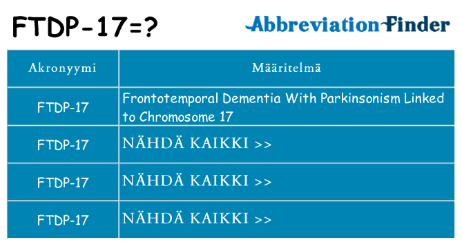 Mitä ftdp-17 tarkoittaa
