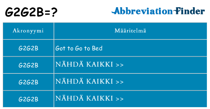 Mitä g2g2b tarkoittaa