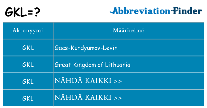Mitä gkl tarkoittaa