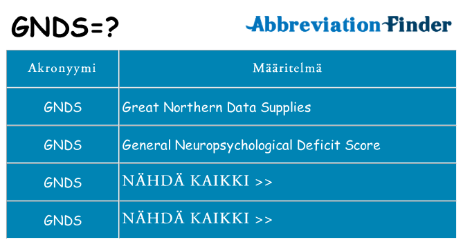 Mitä gnds tarkoittaa