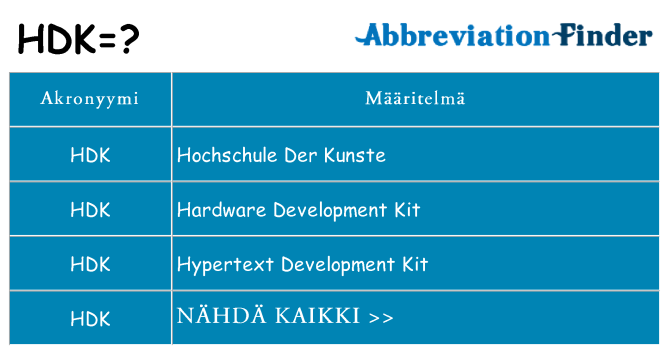 Mitä hdk tarkoittaa