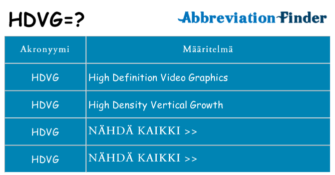 Mitä hdvg tarkoittaa