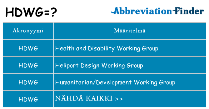 Mitä hdwg tarkoittaa