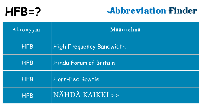 Mitä hfb tarkoittaa