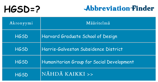 Mitä hgsd tarkoittaa
