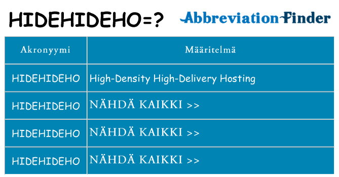 Mitä hidehideho tarkoittaa
