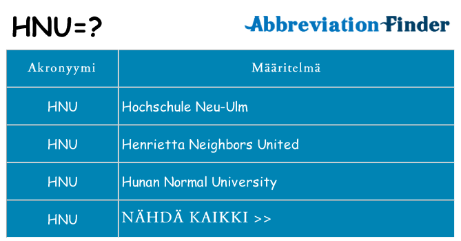 Mitä hnu tarkoittaa