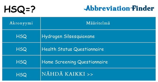 Mitä hsq tarkoittaa