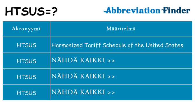 Mitä htsus tarkoittaa