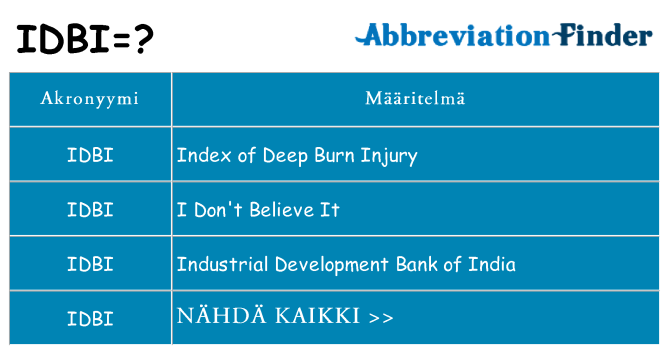 Mitä idbi tarkoittaa