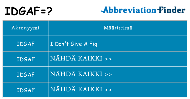 Mitä idgaf tarkoittaa