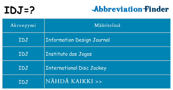 Mitä idj tarkoittaa