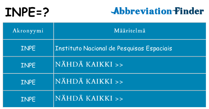 Mitä inpe tarkoittaa