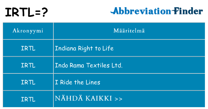 Mitä irtl tarkoittaa
