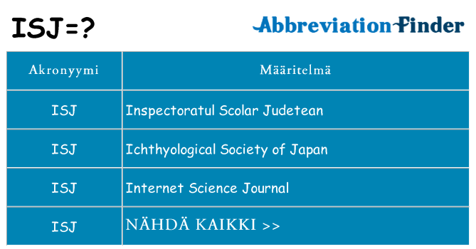 Mitä isj tarkoittaa