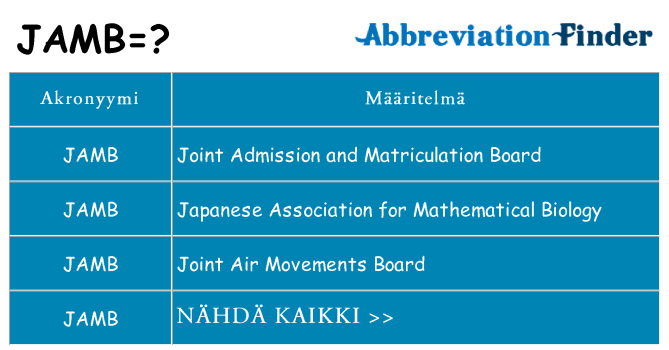 Mitä jamb tarkoittaa