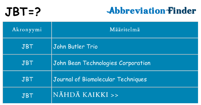 Mitä jbt tarkoittaa