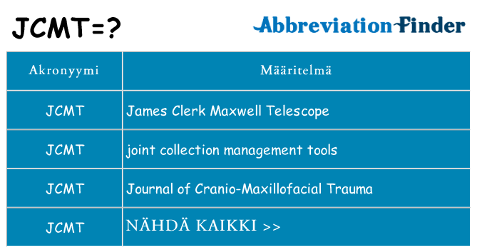 Mitä jcmt tarkoittaa