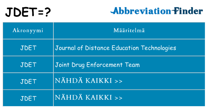 Mitä jdet tarkoittaa