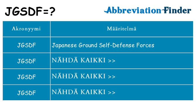 Mitä jgsdf tarkoittaa