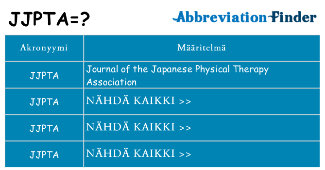 Mitä jjpta tarkoittaa