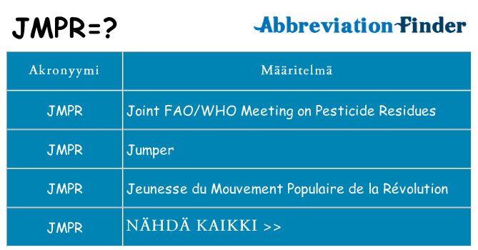 Mitä jmpr tarkoittaa