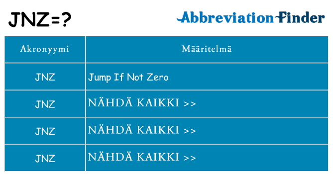 Mitä jnz tarkoittaa