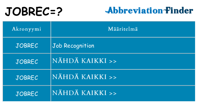 Mitä jobrec tarkoittaa