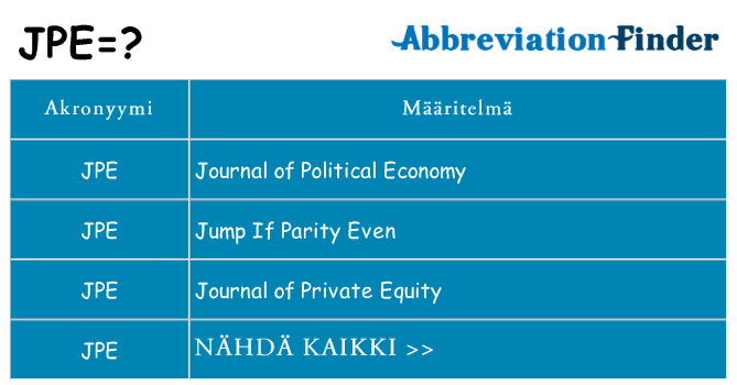 Mitä jpe tarkoittaa