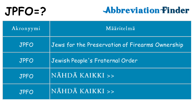 Mitä jpfo tarkoittaa