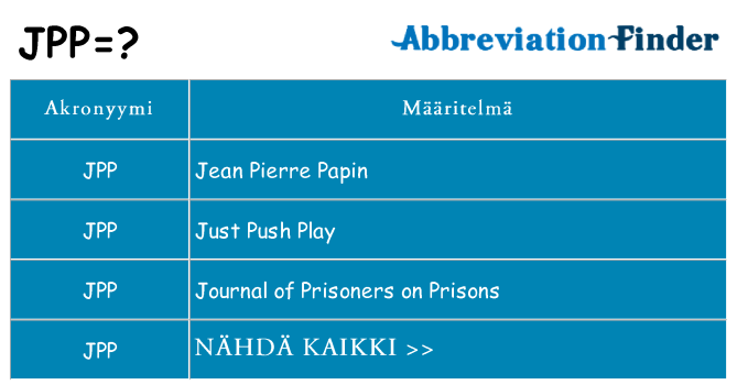 Mitä jpp tarkoittaa