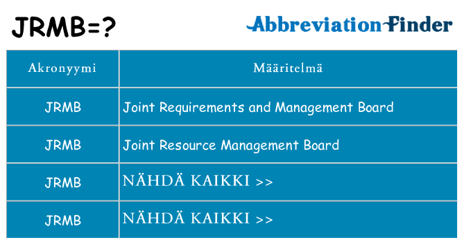 Mitä jrmb tarkoittaa
