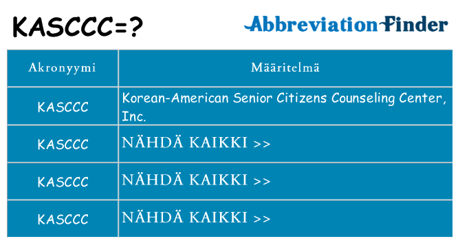 Mitä kasccc tarkoittaa