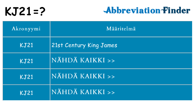 Mitä kj21 tarkoittaa