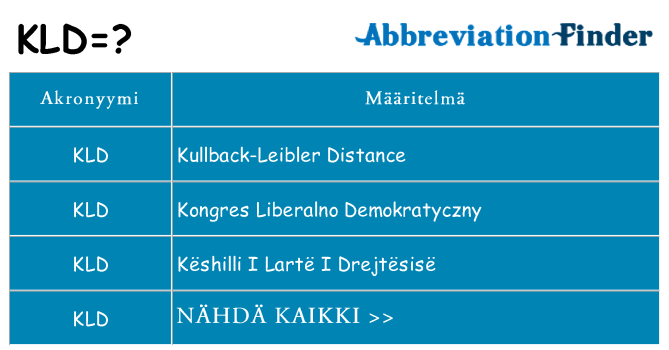 Mitä kld tarkoittaa