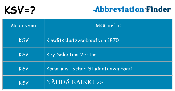 Mitä ksv tarkoittaa