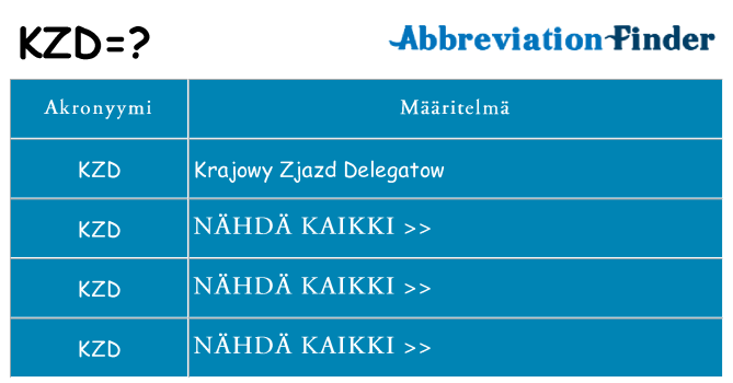Mitä kzd tarkoittaa