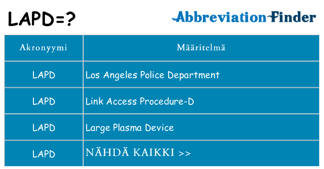 Mitä lapd tarkoittaa