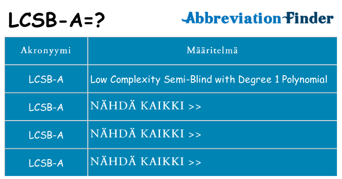 Mitä lcsb-a tarkoittaa