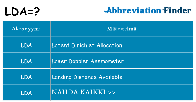 Mitä lda tarkoittaa