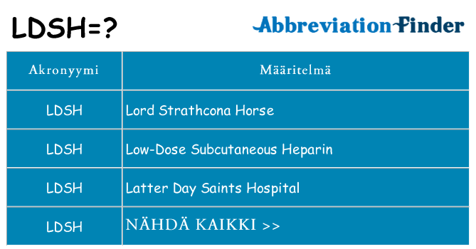 Mitä ldsh tarkoittaa