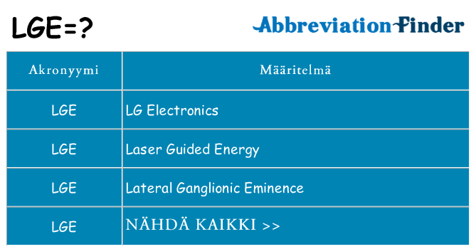 Mitä lge tarkoittaa